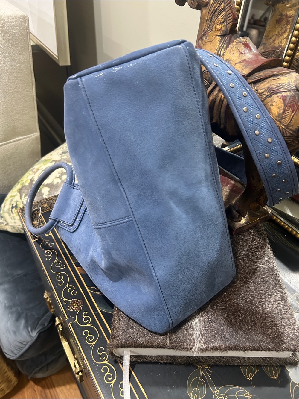 HOBO Blue Suede Tote Bag - Women NWOT - Picture 7 of 8